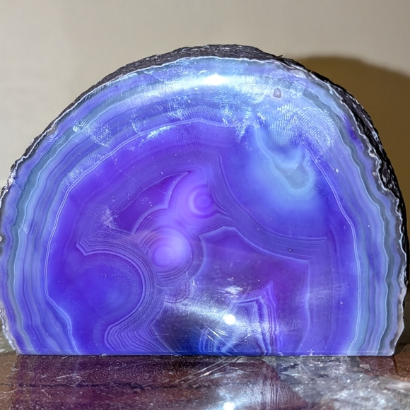Brazilian Agate Geode Sections Set of 5 Purple Dyed - Picture 3 of 16